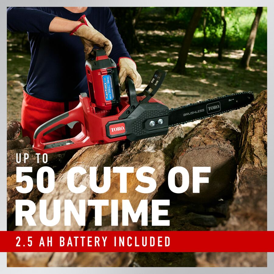 Toro 60V MAX* 16 in. (40.6 cm) Brushless Chainsaw - 2.5Ah Battery Included (51850)